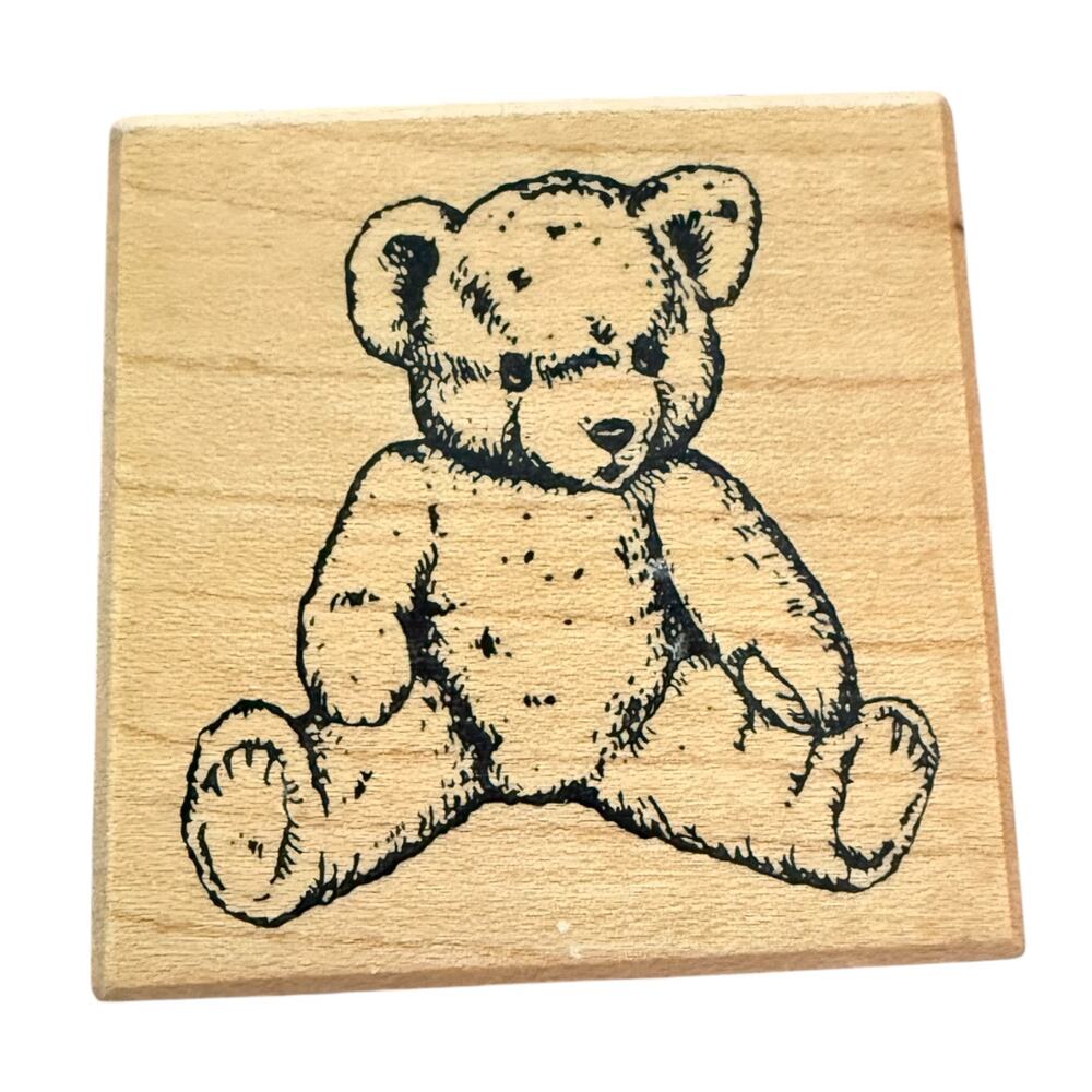PSX Vintage 1998 Teddy Bear Sitting E-295 Rubber Stamp